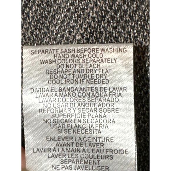 Taylor Chevron Scoop Neck Sweater Dress Tie Waist Midi Brown Plus Size 3X Office - Picture 14 of 15